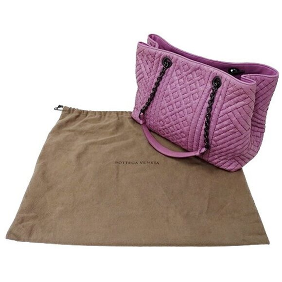 BOTTEGA VENETA Pink Leather Intrecciato Tote Bag - Picture 8 of 15